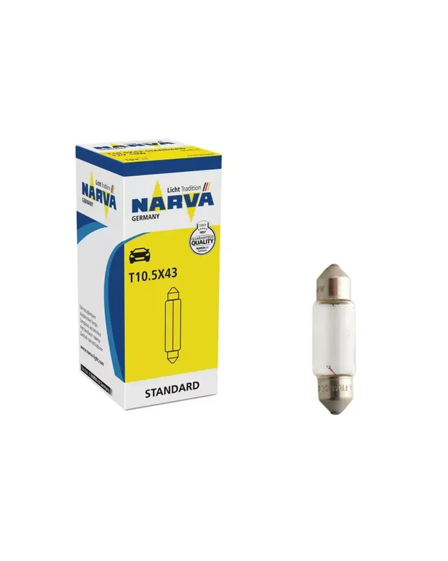 Łatwy zwrot - żarówka Narva rurka C 10W C10W 12V 41 mm