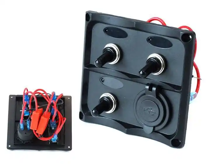 Panel przełączników 12V SPST/ON-OFFx3, 2xUSB, 2B 15A IP68 | Nowość w sprzedaży