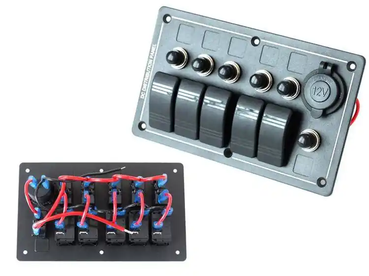Wybór klientów | Panel przełączników ALU, ON-OFFx5, 1xGZ, BA 3x5A 2x10A 1x15A IP68