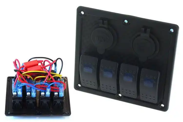 Przełącznik ON-OFFx5, 1xZ, 2xUSB 3.1A , 2xB 15A Niebieski - Promocja