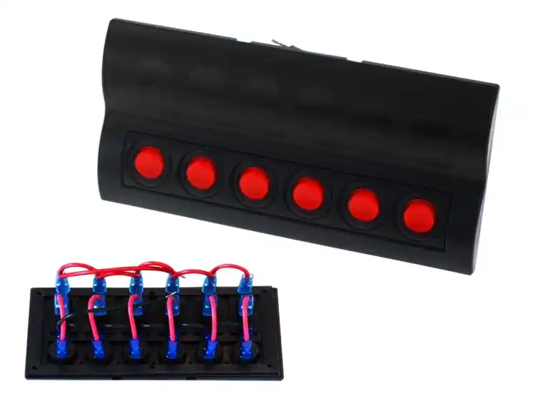 Przełączniki 12/24V IP68 ON-OFFx6, 6xB 3x5A 2x10A 1x15A, LED IP68 | Łatwe zamówienie