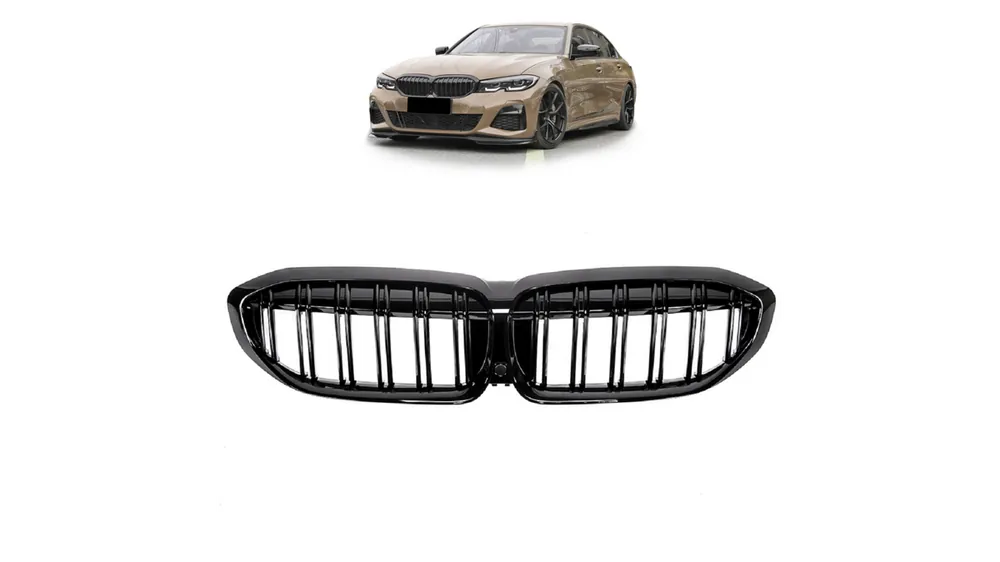 Bezpośrednio z fabryki | Grill BMW 3 G20 G21 podwójne żeberka Gloss Black