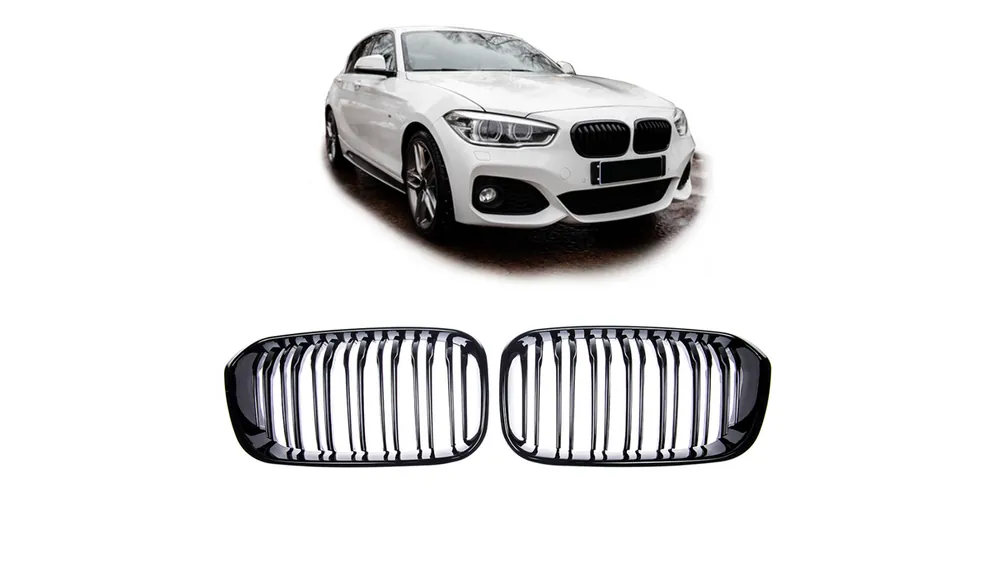 Grill BMW 1 F20 F21 Facelift podwójne żeberka Gloss Black | Bestseller