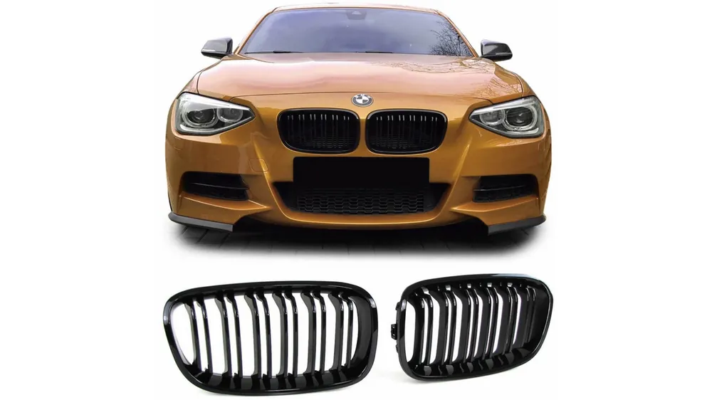 Bardzo popularny produkt | Grill BMW 1 F20 F21 podwójne żeberka Gloss Black