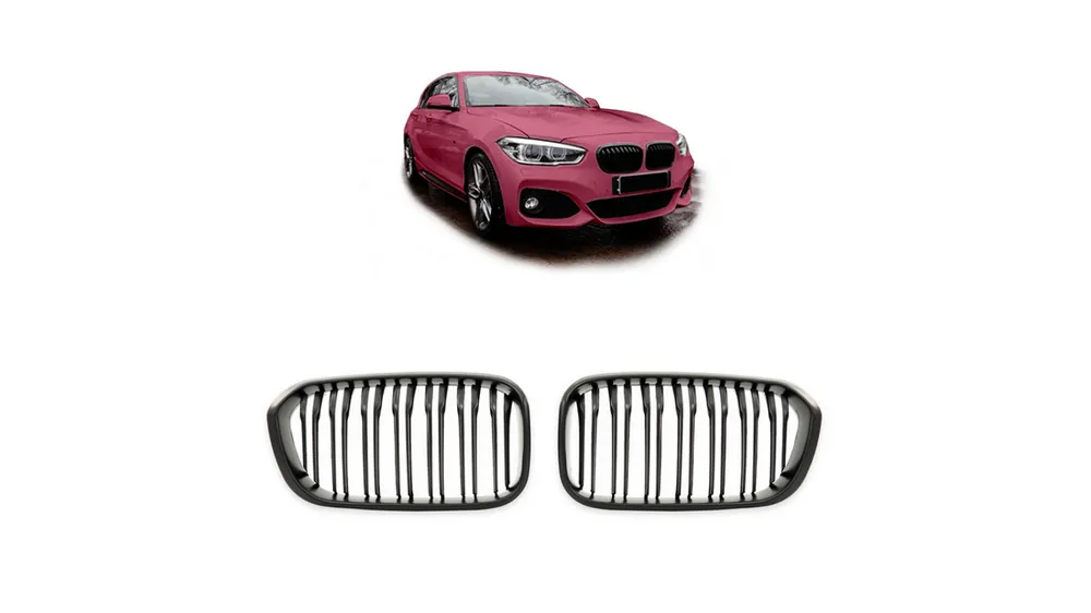 Supercena - Grill BMW 1 F20 F21 Facelift podwójne żeberka Matt Black