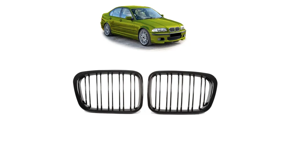 Grill BMW 3 E46 Compact podwójne żeberka Gloss Black | Zamów teraz