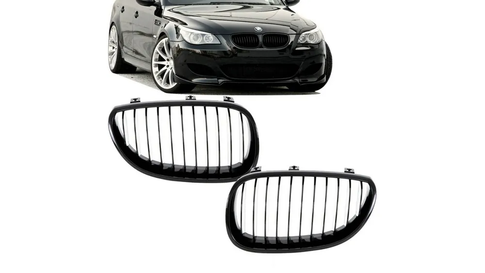 Grill BMW 5 E60 E61 pojedyncze żeberka Matt Black - Wysyłka od ręki