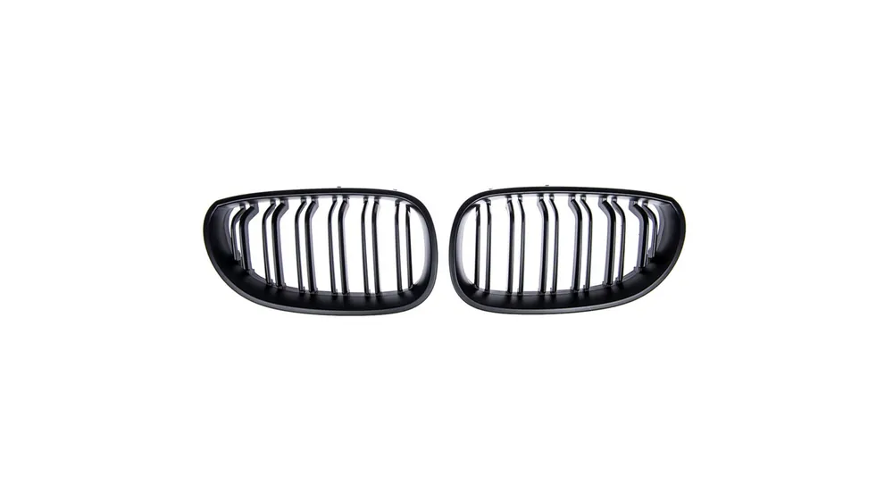 Nie przegap okazji | Grill BMW 5 E60 E61 podwójne żeberka Matt Black