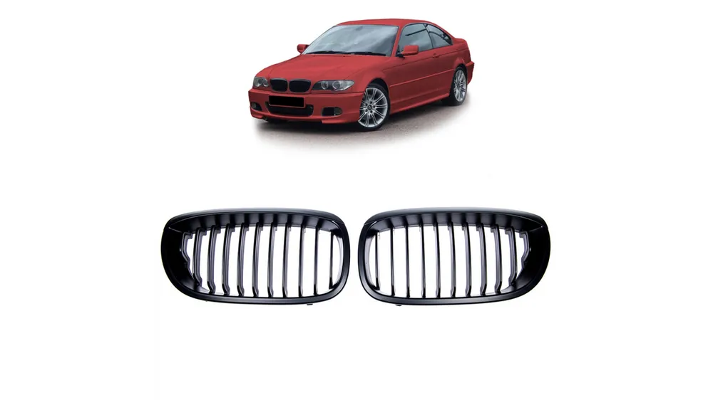 Prosto od producenta - Grill BMW 3 E46 Facelift pojedyncze żeberka Matt Black