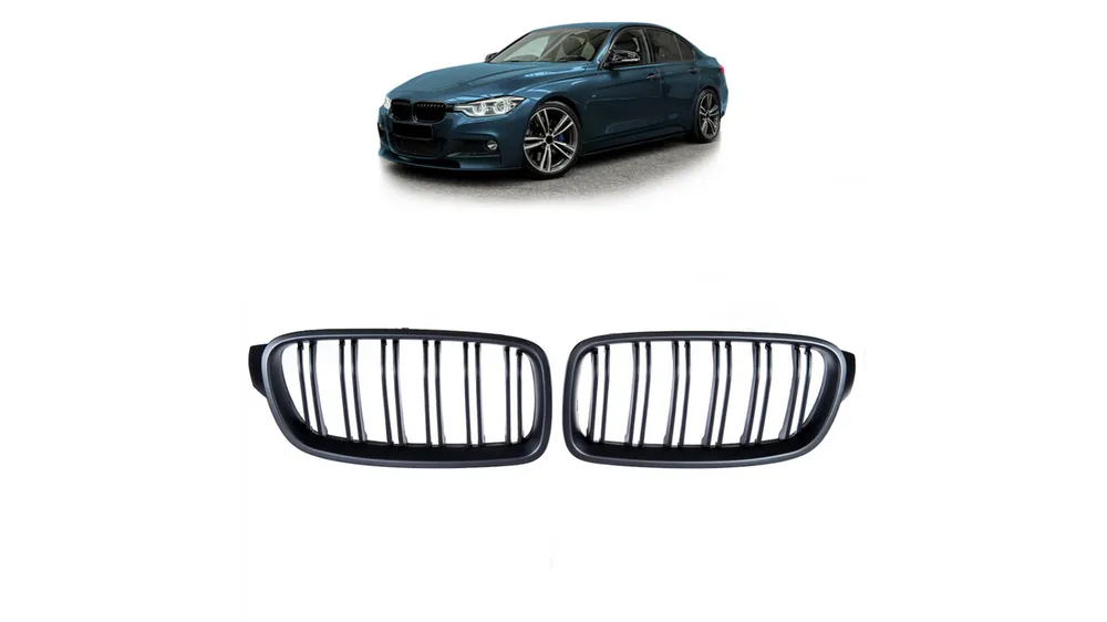 Grill BMW 3 F30 F31 podwójne żeberka Matt Black | Kup online