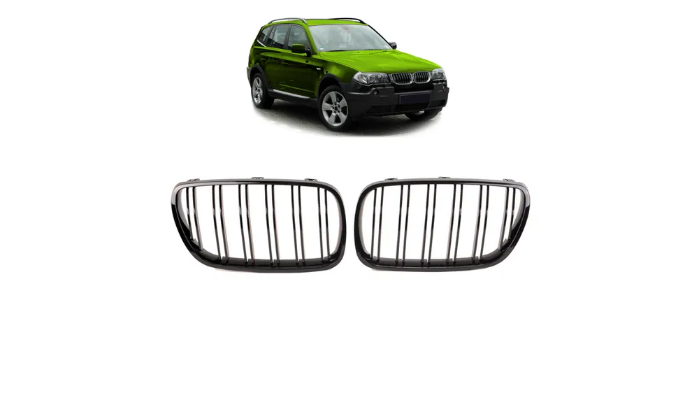 Grill sportowy podwójne żeberka Gloss Black BMW X3 E83 Facelift 2006-2010 | Prosto od producenta