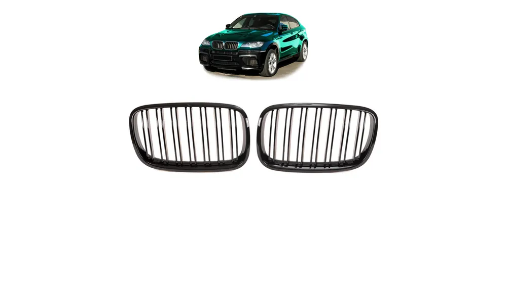 Cena fabryczna | Grill BMW X6 E71 E72 X5 E70 podwójne żeberka Gloss Black