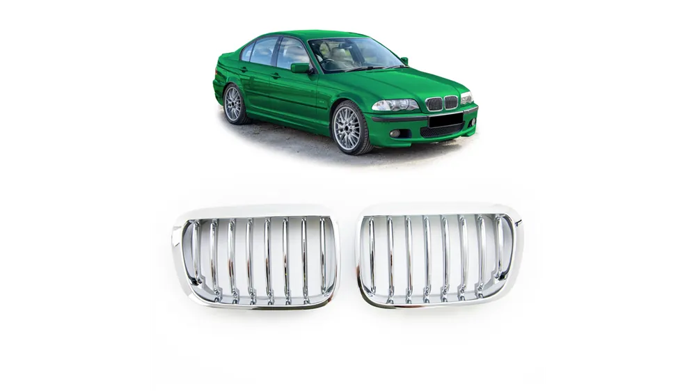 Grill BMW 3 E46 Compact pojedyncze żeberka Chrome - Ekstra rabat