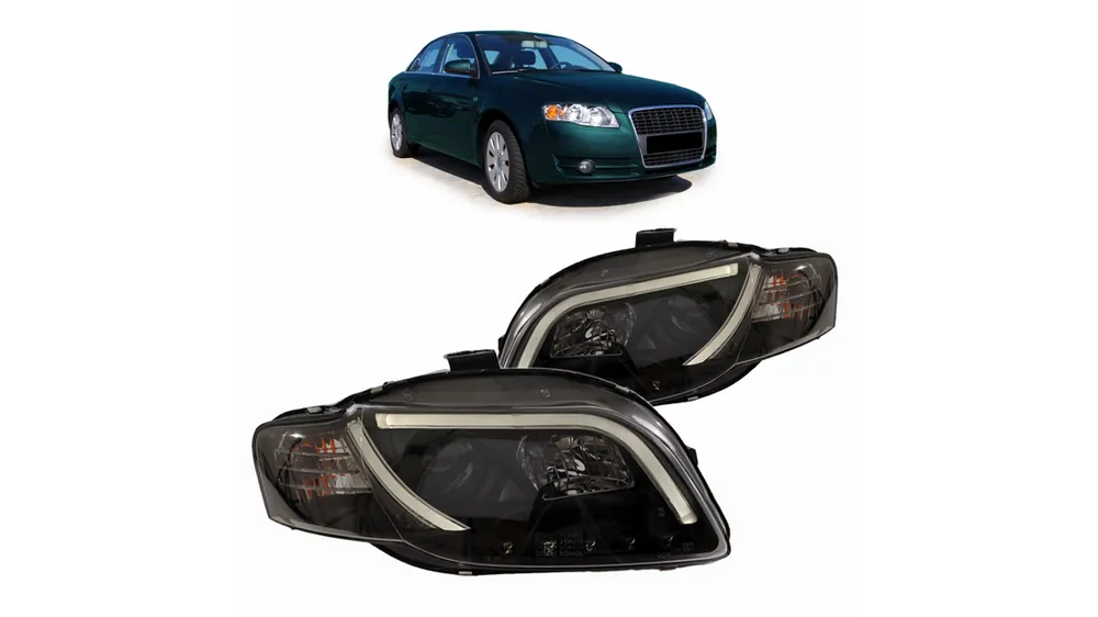 Lampy Audi A4 B7 Przód DRL Black - Wysoka jakość