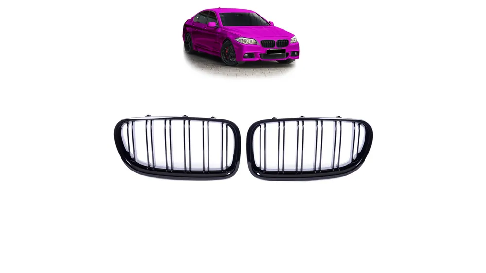 Wyprzedaż - Grill BMW 5 F10 F11 podwójne żeberka Gloss Black