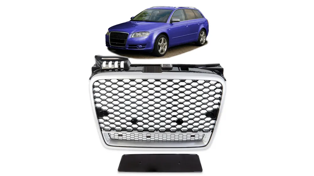 Taniej | Grill Audi A4 B7 Silver & Gloss Black