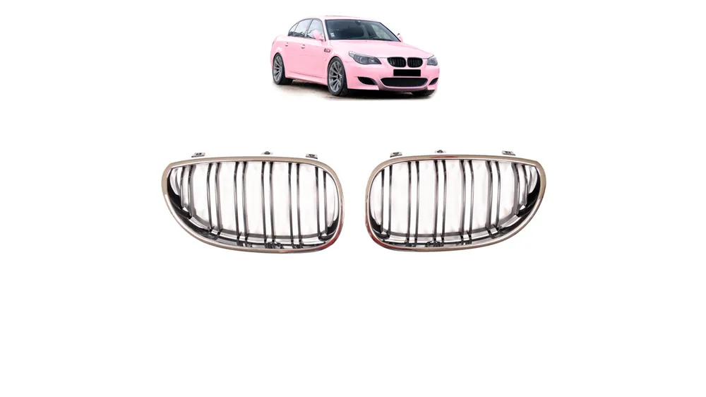 Do wyczerpania zapasów - Grill BMW 5 E60 E61 podwójne żeberka Chrome & Black