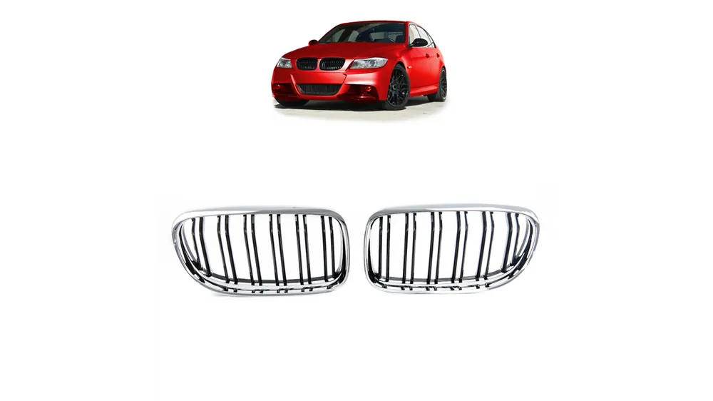 Grill BMW 3 E90 E91 Facelift podwójne żeberka Chrome & Black | Sprawdź teraz