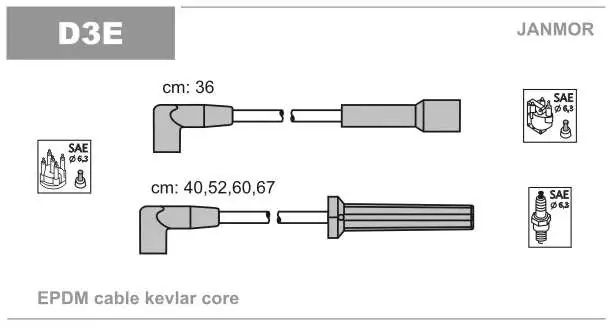 PRZEWODY WYSOKIEGO NAPIĘCIA LINIA ECOLINE (EPDM), ZESTAW, DAEWOO NEXIA, 1995-1997 - Jakość premium