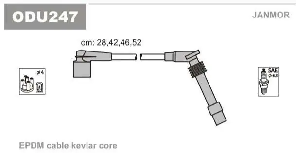 Sprawdzony produkt - PRZEWODY WYSOKIEGO NAPIĘCIA LINIA ECOLINE (EPDM), ZESTAW, OPEL/VAUXHALL, 1991-