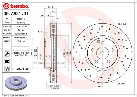 TARCZA HAM. PRZEDNIA UV MERCEDES W204 C-KLASA 07- | Bezpieczne zakupy