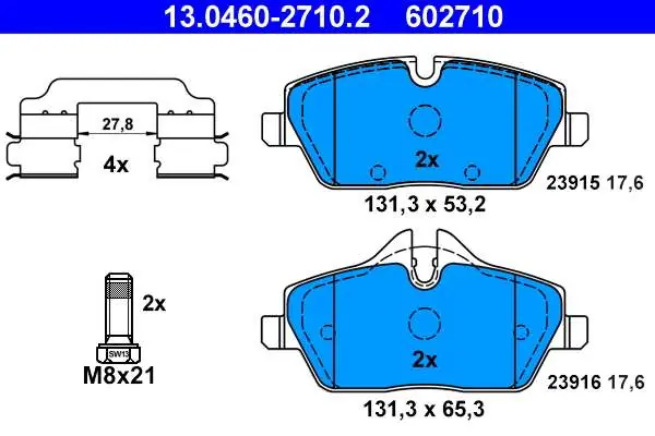 Nie przegap okazji - KLOCKI HAM. PRZEDNIE GR.17,6 KPL.BLASZKI ŚRUBY BMW 1 E87 04-